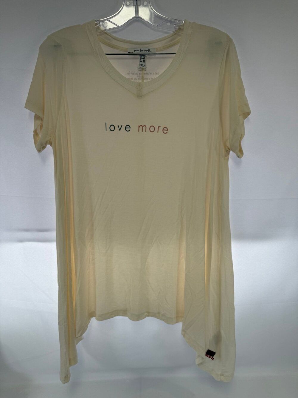 Peace Love World affirmation knit top asymmetric hem Ivory Size Women’s XXS